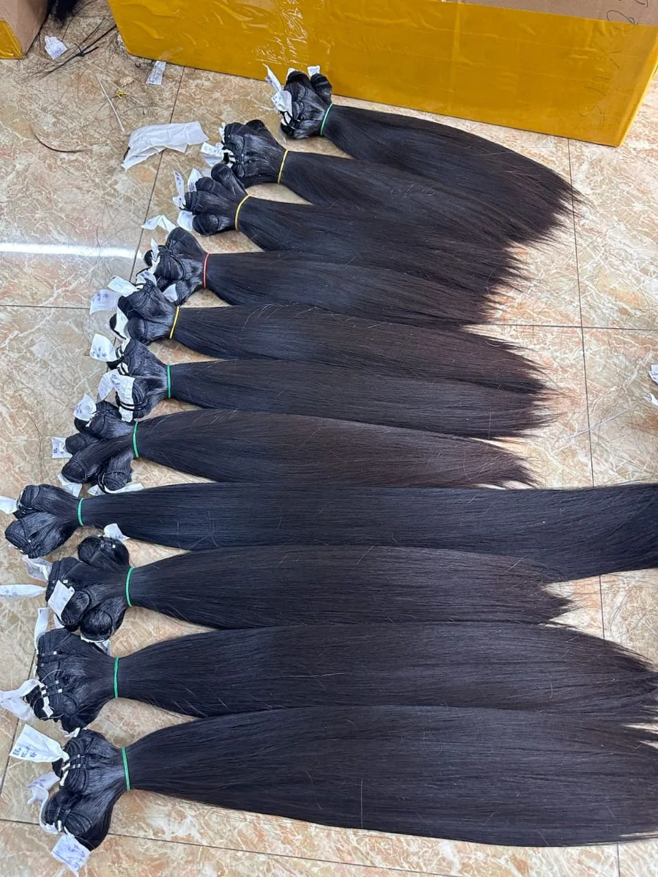 Premium Natural Color Raw Human Hair Extensions - Stretched Lenght, Perseus Hairs photograph