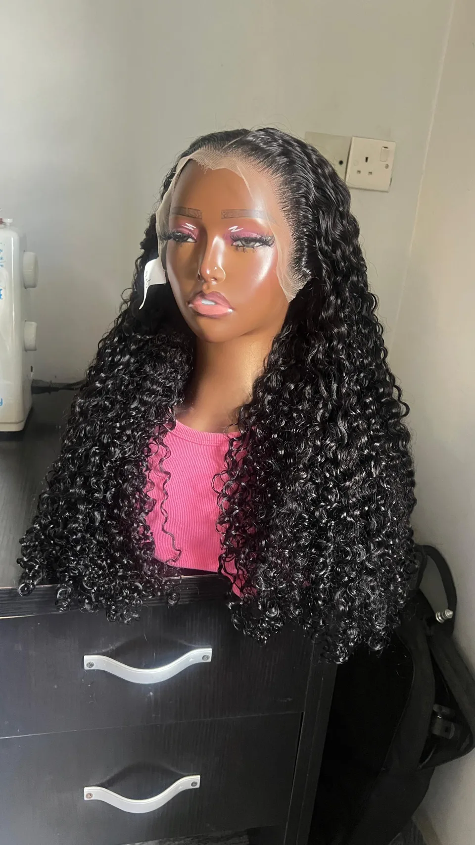 Raw Water Curly Unprocessed Human Hair Pre Pluked Ready to Wear Wig - 300 Density Stretched Lenght, Perseus Hairs photograph
