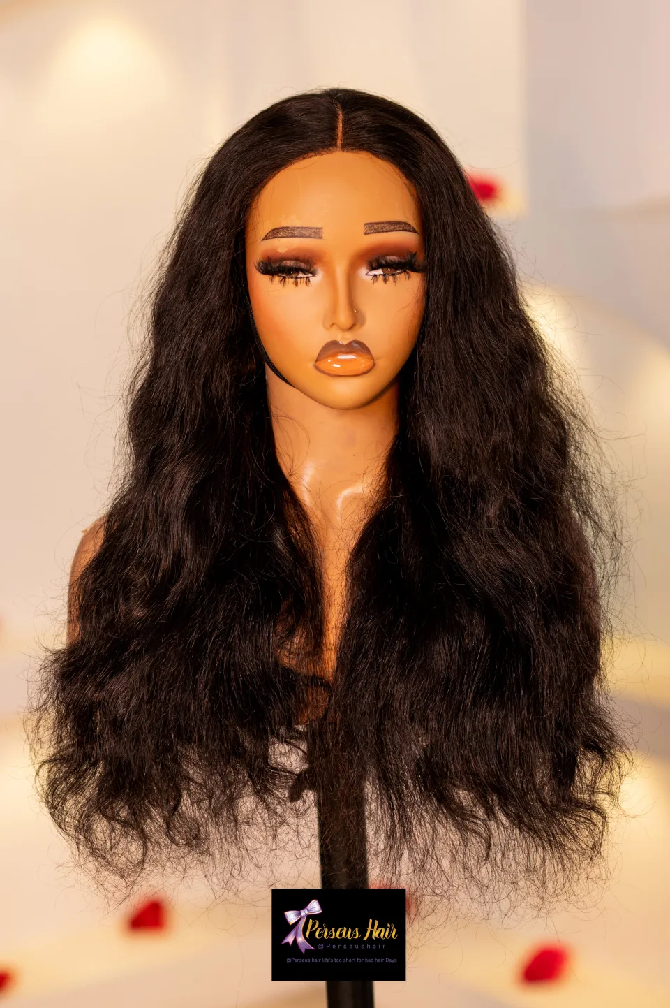 Super Double Drawn Vietnamese Wavy Human Hair Wig 5x5 Closure Lace Natutal Color Wig, Perseus Hairs photograph