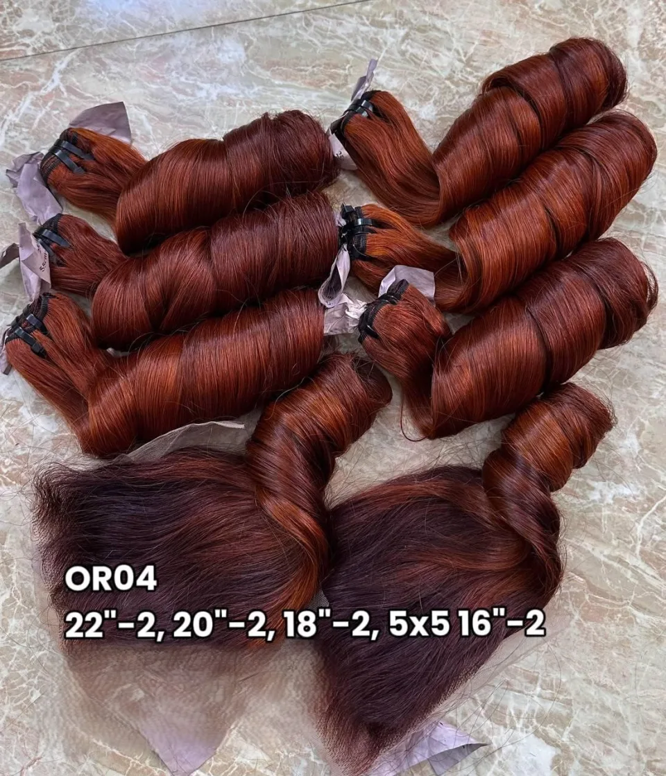 Dark Orange Vietnamese Raw Bouncy Human Hair Extensions - Donor Quality Sdd & Dd- Stretched Lenght (copy), Perseus Hairs photograph