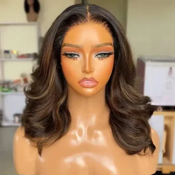 Ombre Brown Highlight Butterfly Layer Cuts Wig 200% Density 6×5 Wear Go Glueless Wig