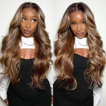 6×5 Balayage Highlight Glueless Wig Pre-bleached Knots Straight & Body Wave Wig 180% Density