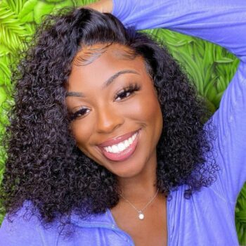 13×4 Lace Frontal Deep Curly Short Cut Wig Side Part Glueless Lace Wig 180% Density