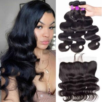 Celie Hair Brazilian Body Wave 3 Bundles With Frontal 10A Virgin Hair With Frontal