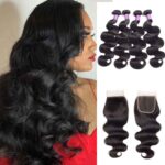 Brazilian Hair Body Wave 4 Bundles With Closure Celie Hair 10A Grade Brazilian Virgin Hair And Closure Deals