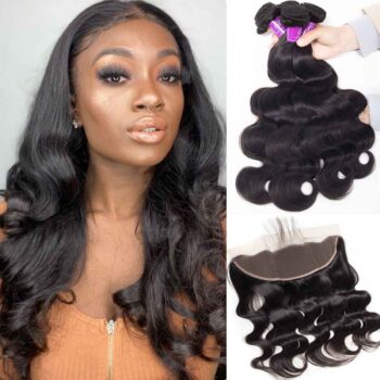 Lace Frontal Closure With Bundles Peruvian Body Wave 4 Bundles With Frontal Celie Hair 10A Peruvian Virgin Hair With Frontal