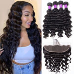 Brazilian Virgin Hair Bundles With 13*4 Frontal Best Deals Loose Deep Wave 4 Bundles Human Hair Weft With Frontal