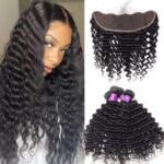 Celie Hair Peruvian Deep Wave With Frontal 4 Bundles Human Hair Bundles With Frontal Deep Wave Curly
