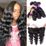 Celie Virgin Hair 10A Malaysian Loose Wave 4 Bundles With 13×4 Lace Frontal Closure Free Part