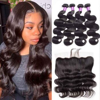 Malaysian Virgin Hair Body Wave 4 Bundles With Frontal Closure10A Celie Hair Sale