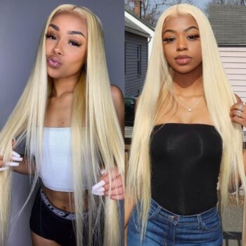 613 Blonde Straight Lace Front Wigs Brazilian Straight Human Hair Lace Wigs 180% Density