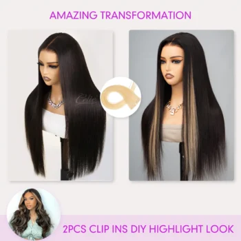 2PCS Clip Ins Hair Extension For Highlight Looks