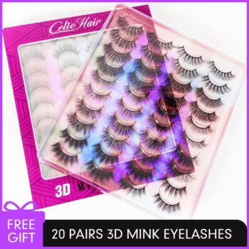 3D Mink Eyelashes 20 Pairs Soft Handmade Fluffy Wispy Long Thick Black Lashes