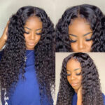 5×5 Glueless HD Lace Closure Wigs Deep Wave Wigs for Black Women Unprocessed Virgin Human Hair Lace Closure Wigs with Baby Hair 180% Density
