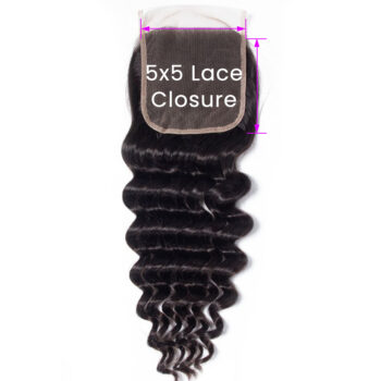 Celie Loose Deep Wave 5×5 Lace Closure 100% Human Hair Closure With Baby Hair