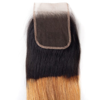 Perseushair Brazilian Ombre Virgin Hair 1b/27 Straight Hair 3 Bundles With Closure