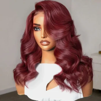 99J Burgundy Butterfly Haircuts Wig 200% Density 6×5 Wear Go Glueless Wig