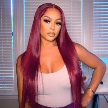 99J Burgundy 6×5/13×4 Straight Pre-cut Hd Lace Frontal Wigs 180% Density Colored Human Hair Wigs