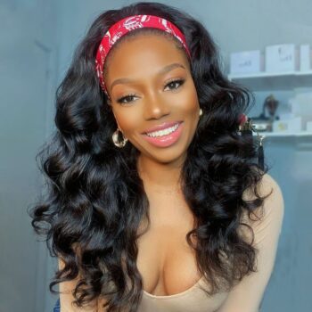 Body Wave Wigs with Headbands for Black Women Human Hair Wigs 150% Density Natural Black