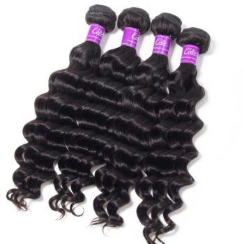 Celie Loose Deep Curly Hair 4 Bundles 10A Brazilian Hair Weave Bundles Wavy Hair 100% Virgin Human Hair Extension