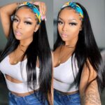 Straight Hair Headband Wigs Human Hair Glueless Wigs 150% Density Natural Black