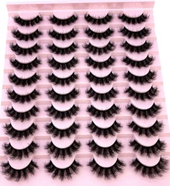 3D Mink Eyelashes 20 Pairs Soft Handmade Fluffy Wispy Long Thick Black Lashes