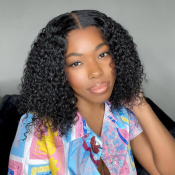 Pre-bleached Knots Wear Go Glueless Wig Short Cut Curly Bob Wig Water Wave 6×5 Pre Cut Lace Wig 180% Density