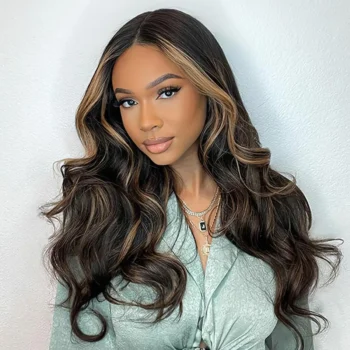 Honey Blonde Highlight Loose Body Wave Wig Upgrade Pre-cut 6×5 Hd Lace Wear Go Wig 180% Density