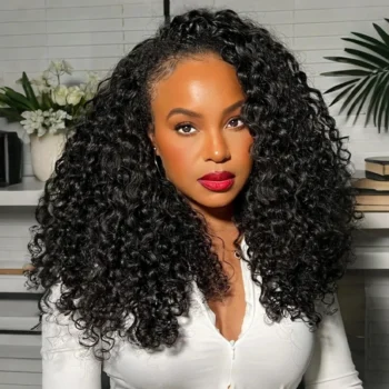 Bouncy Deep Wave V Part Wig 180% Density 100% Human Hair Wigs