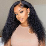 Pre-bleached Knots Curly HD Lace Closure Wig 250% Density 6×5 Pre-cut Lace Wear & Go Glueless Wig