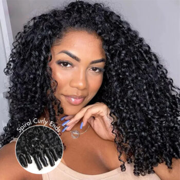 Burmese Curly Half Wig Flip Over Quick Weave Glueless Install 100% Natural Hairline
