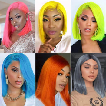 Colorful Bob Lace Front Wigs Colored Human Hair Wigs 180% Density 13×4 Lace Front Wigs