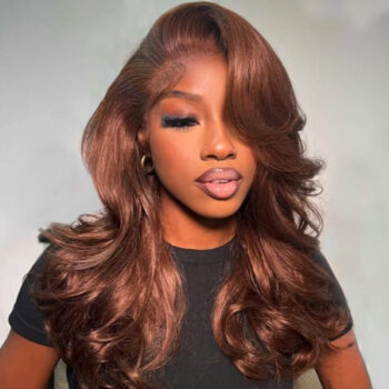 Copper Brown Butterfly Layer Cuts Wig 200% Density 6×5 Wear Go Glueless Wig