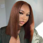 Copper Brown 6×5 Pre-everything Straight Bob Wig 180% Density