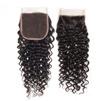 Celie Hair Brazilian Curly Lace Closure 4×4 Swiss Lace Closure Natural Color 100% Human Hair