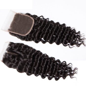 10A Brazilian Virgin Hair Deep Wave 3 Bundles With Closure Perseushair Hair Deep Curly With Closure 100% Human Hair
