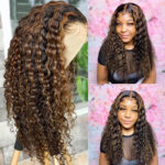 Highlight Deep Wave Wig 13×4 Hd Lace Frontal Wig Colored Human Hair Lace Wig 180% Density