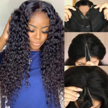 Deep Wave U/V Part Wig No Leave Out Glueless Human Hair Wigs 180% Density