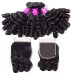 Celie Hair Brazilian Bouncy Curly Hair With Closure Human Hair 3 Bundles With Closure Funmi Hair Bundles With Closure