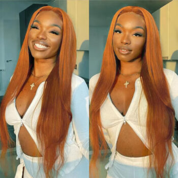 Ginger Color 13×4 Straight Hd Lace Frontal Wig 180% Density Straight Human Hair Wigs