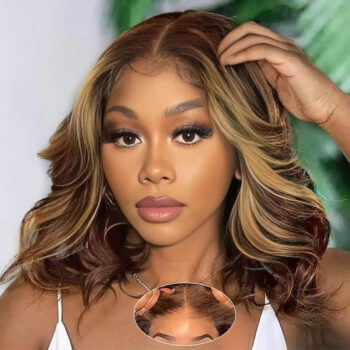 Honey Blonde Short Cut Body Wave Wig 13×4 Pre-cut Lace Glueless Wigs 250% Density