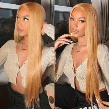 Pure Color Honey Blonde Lace Front Wig Brazilian 6×5 13×4 Glueless Lace Wig 180% Density