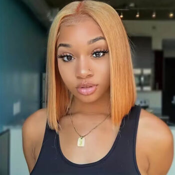 Honey Blonde 6×5 Pre-cut Lace Wear & Go Glueless Wig 180% Density Straight Bob Wig Human Hair