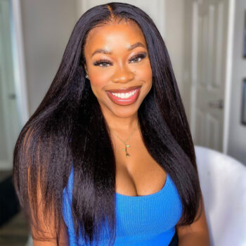 Kinky Straight 13×4 Glueless Pre-cut Hd Lace Wig with Natural Hairline 180% Density