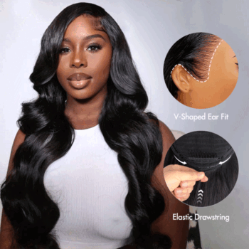 6×5 13×6 V-Shaped Pull Go Drawstring Glueless Wig Loose Body Wave Pre-everything Human Hair Wigs 250% Density