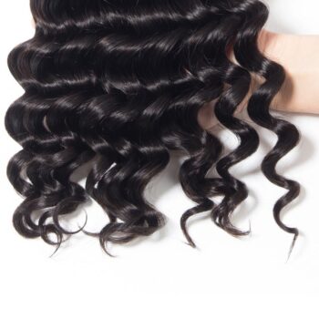 10A Brazilian Loose Deep Wave 3 Bundles With 5×5 HD Lace Closure