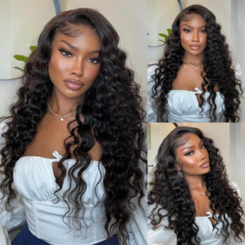 360 Glueless Lace Frontal Wig Brazilian 180% Density Loose Deep Wave Virgin Hair Lace Wigs