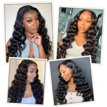 Peruvian Loose Wave 4 Bundles With Frontal 100% Human Hair Weave Bundles with Baby Hair Closure