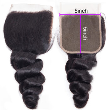 Celie Brazilian Loose Wave 5×5 Lace Closure 10A Grade Virgin Human Hair