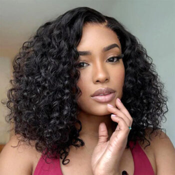 Pull Go Bouncy Deep Short Cut Wig Natural C Part Scalp Vibe Glueless Wig 180% Density